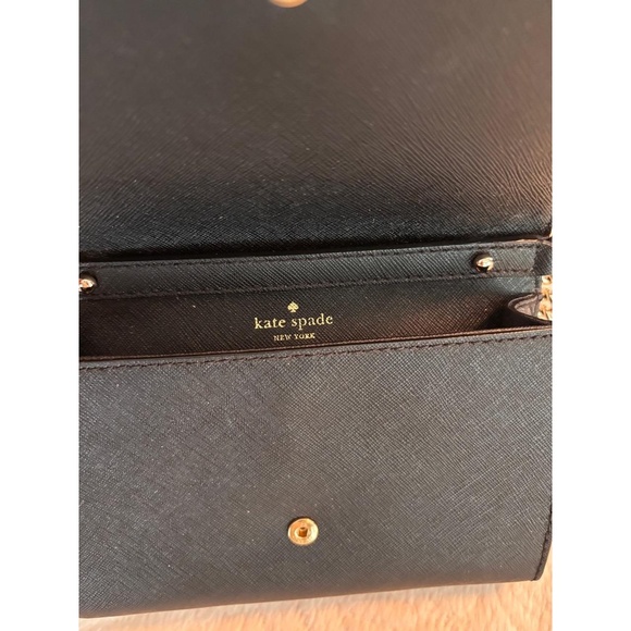 Kate Spade New York Crossbody Bag Womens Black Saffiano Chain Strap Chic - Picture 3 of 6